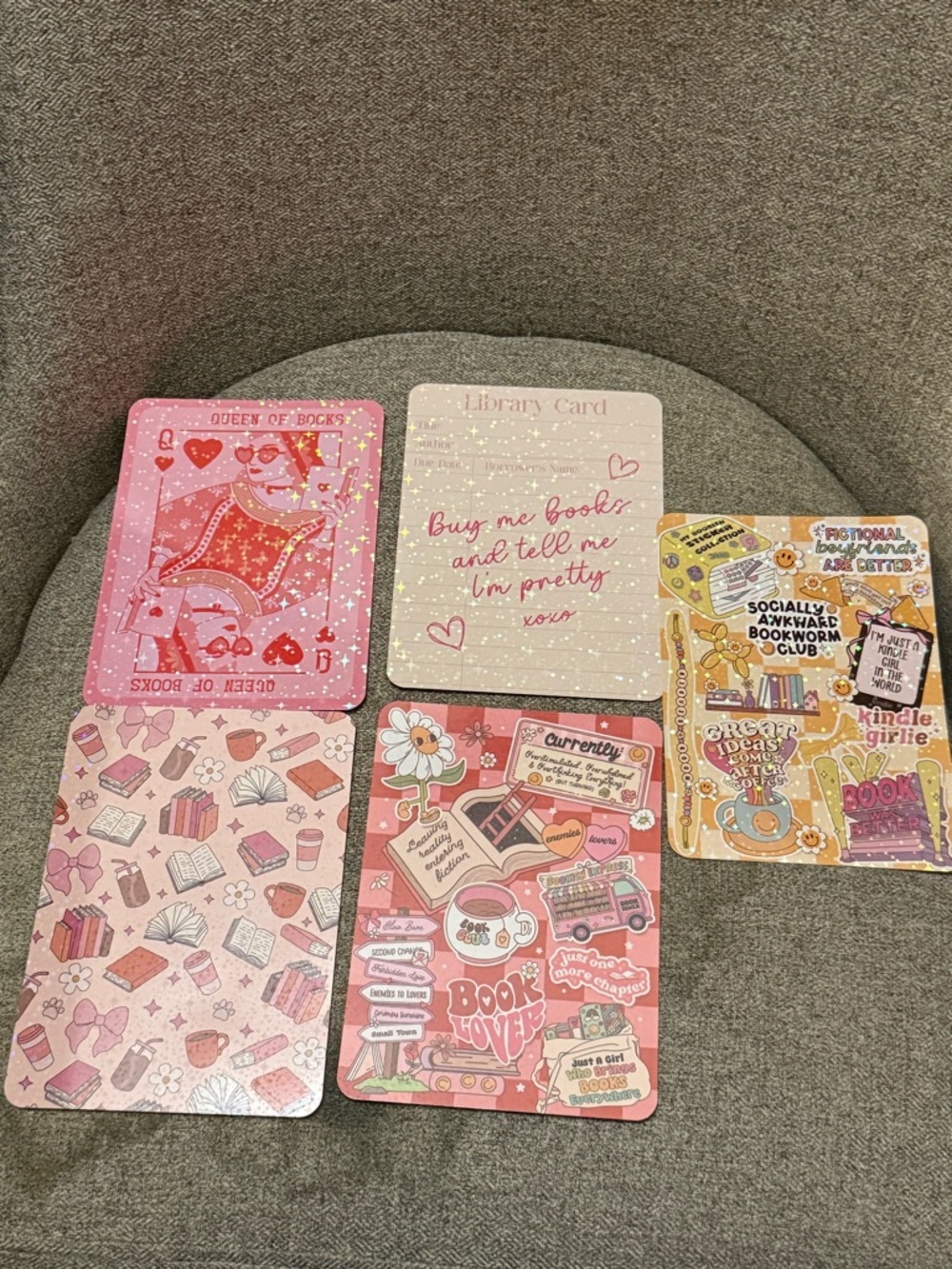 Cute Pink Bookish Girlie Cardstock Inserts for Kindle Paperwhite 11th-12th Gen